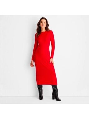 A New Day, soft long-sleeve ribbed bodycon midi dress, sz M